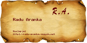 Radu Aranka névjegykártya